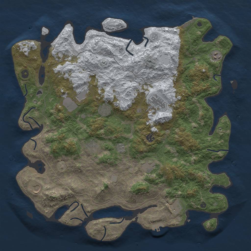Rust Map: Procedural Map, Size: 4500, Seed: 2464024, 19 Monuments