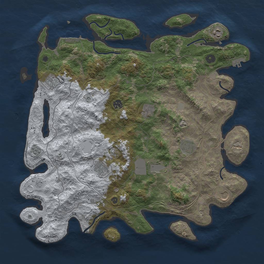 Rust Map: Procedural Map, Size: 4250, Seed: 1009278, 18 Monuments