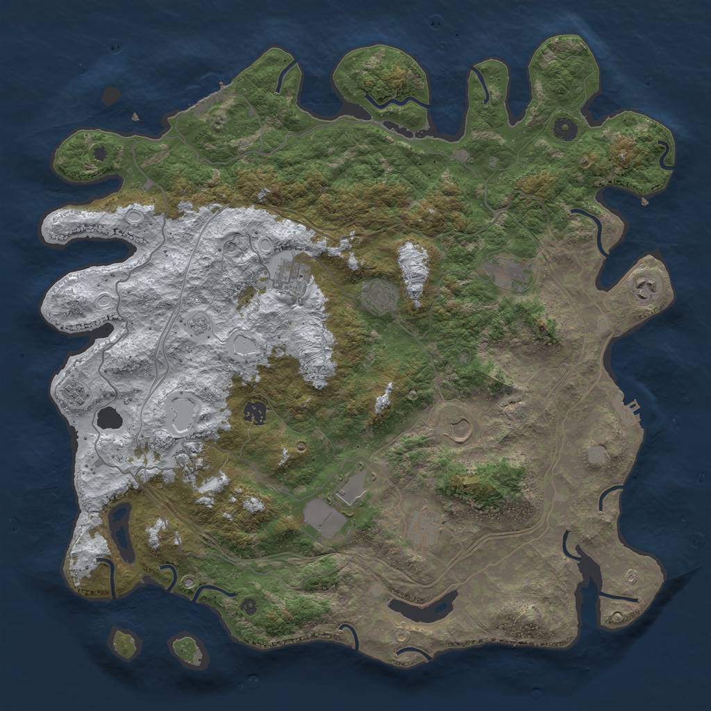 Rust Map: Procedural Map, Size: 4500, Seed: 2721213, 19 Monuments