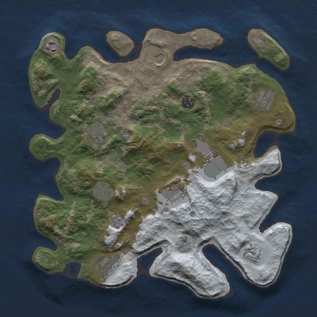 Rust Map: Barren, Size: 3700, Seed: 235, 14 Monuments
