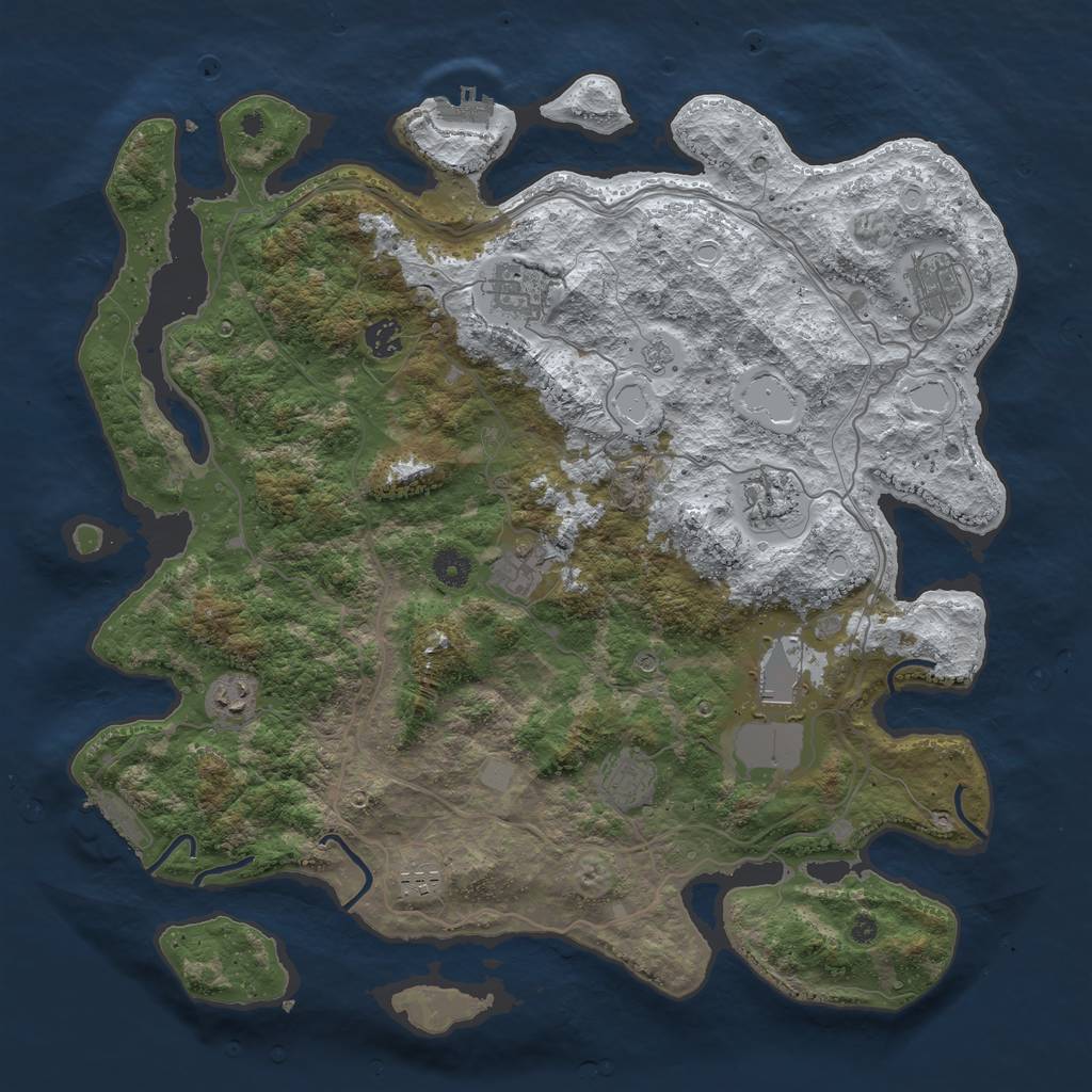 Rust Map: Procedural Map, Size: 4250, Seed: 906078, 18 Monuments