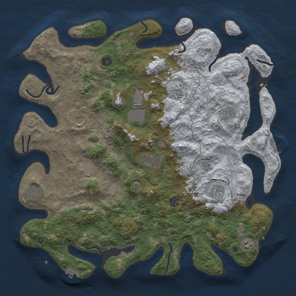 Rust Map: Procedural Map, Size: 4500, Seed: 4395792, 20 Monuments