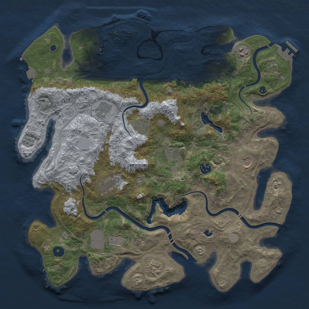 Rust Map: Procedural Map, Size: 4250, Seed: 2503233, 16 Monuments