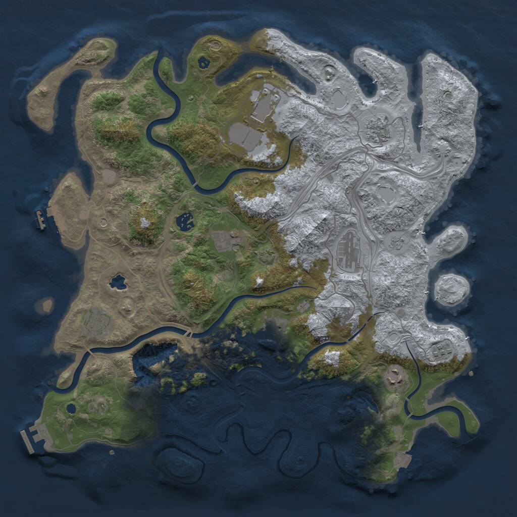 Rust Map: Procedural Map, Size: 4250, Seed: 3975157, 15 Monuments