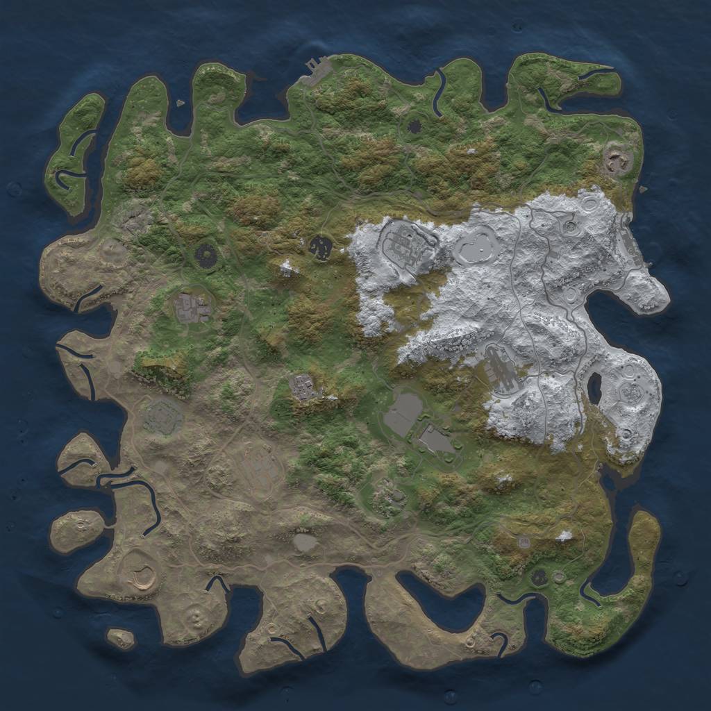 Rust Map: Procedural Map, Size: 4500, Seed: 5525802, 20 Monuments