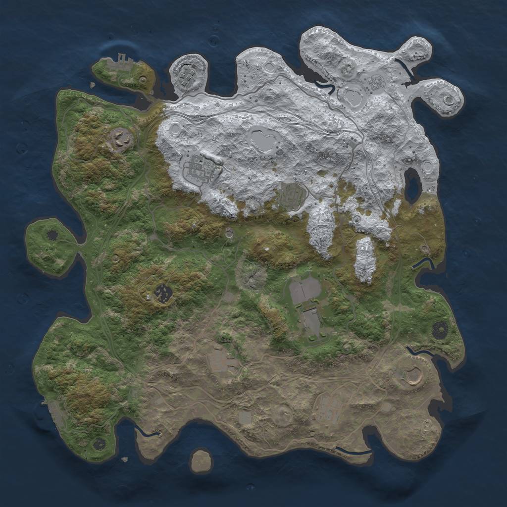 Rust Map: Procedural Map, Size: 4250, Seed: 1036401, 18 Monuments