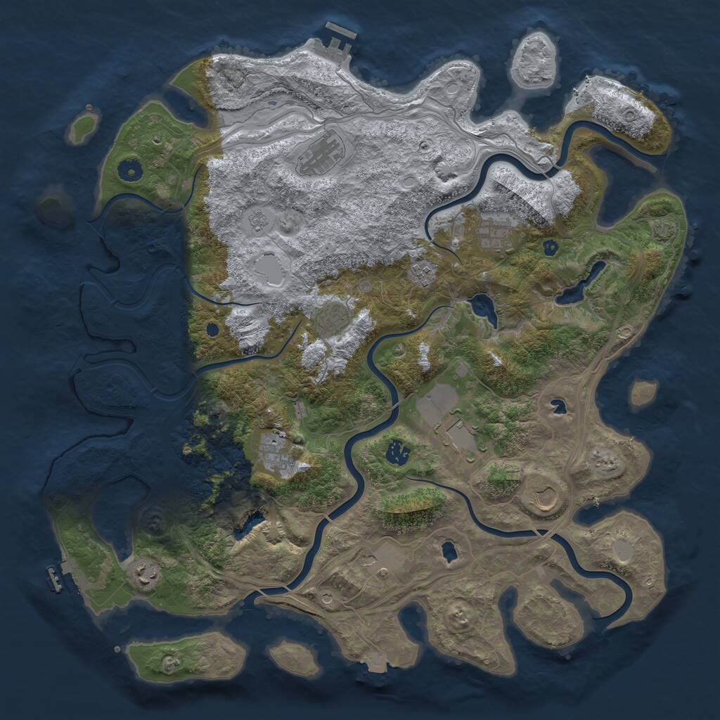 Rust Map: Procedural Map, Size: 4500, Seed: 5428249, 16 Monuments
