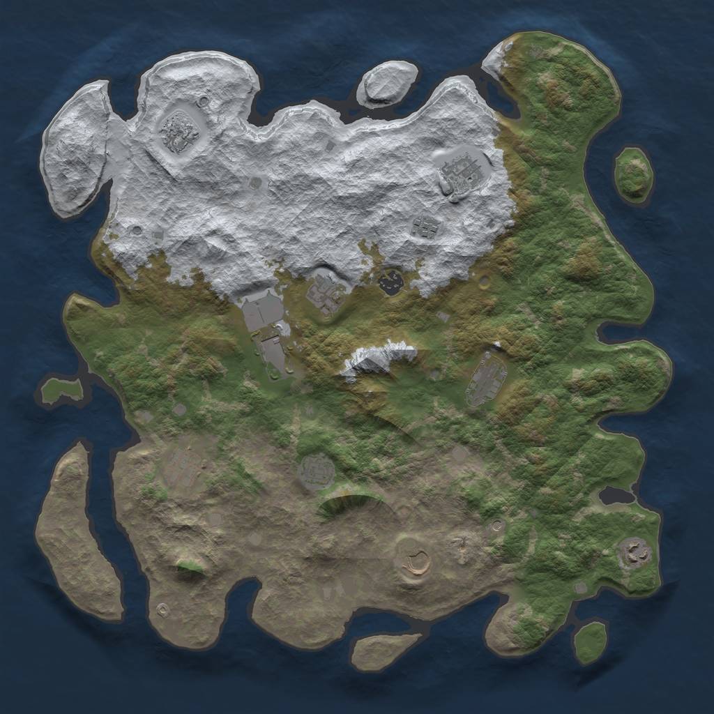 Rust Map: Barren, Size: 4500, Seed: 3976227, 14 Monuments