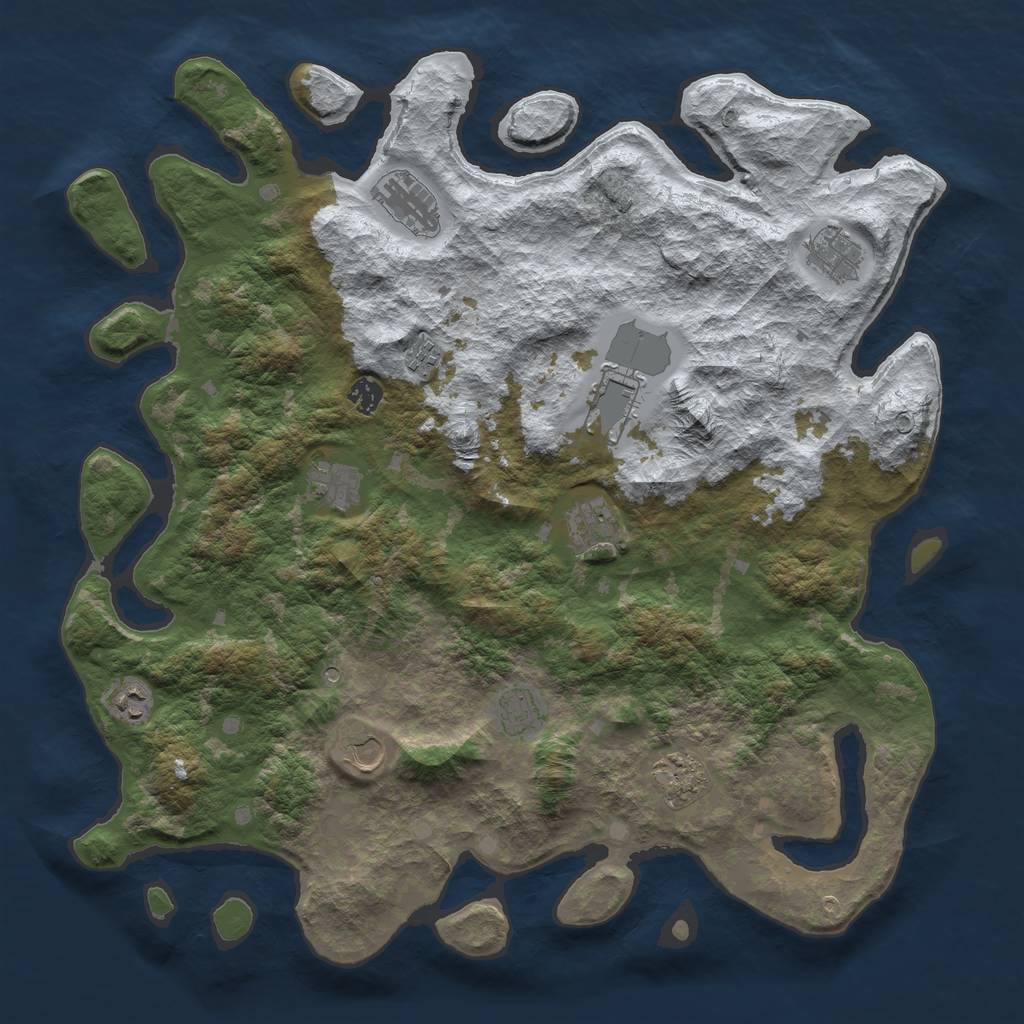Rust Map: Barren, Size: 4500, Seed: 3639579, 14 Monuments
