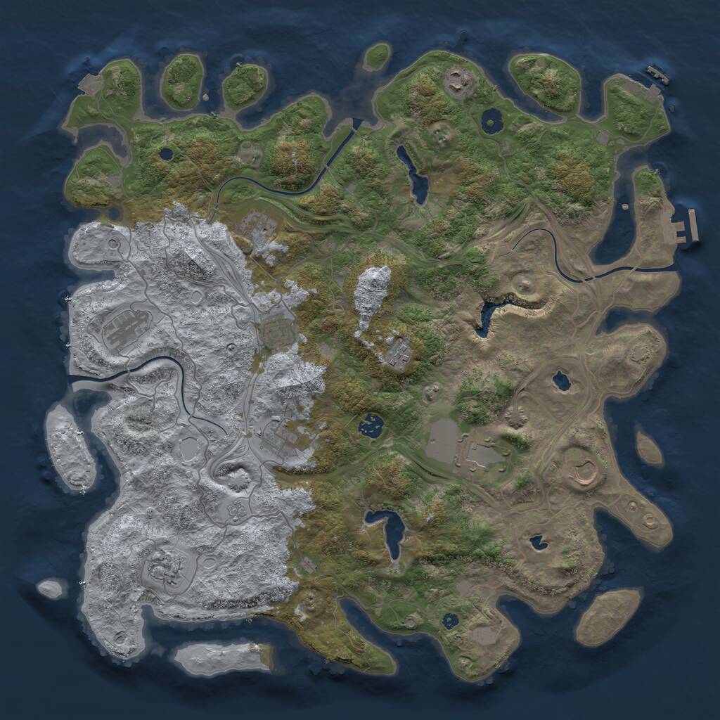 Rust Map: Procedural Map, Size: 4500, Seed: 4282715, 16 Monuments