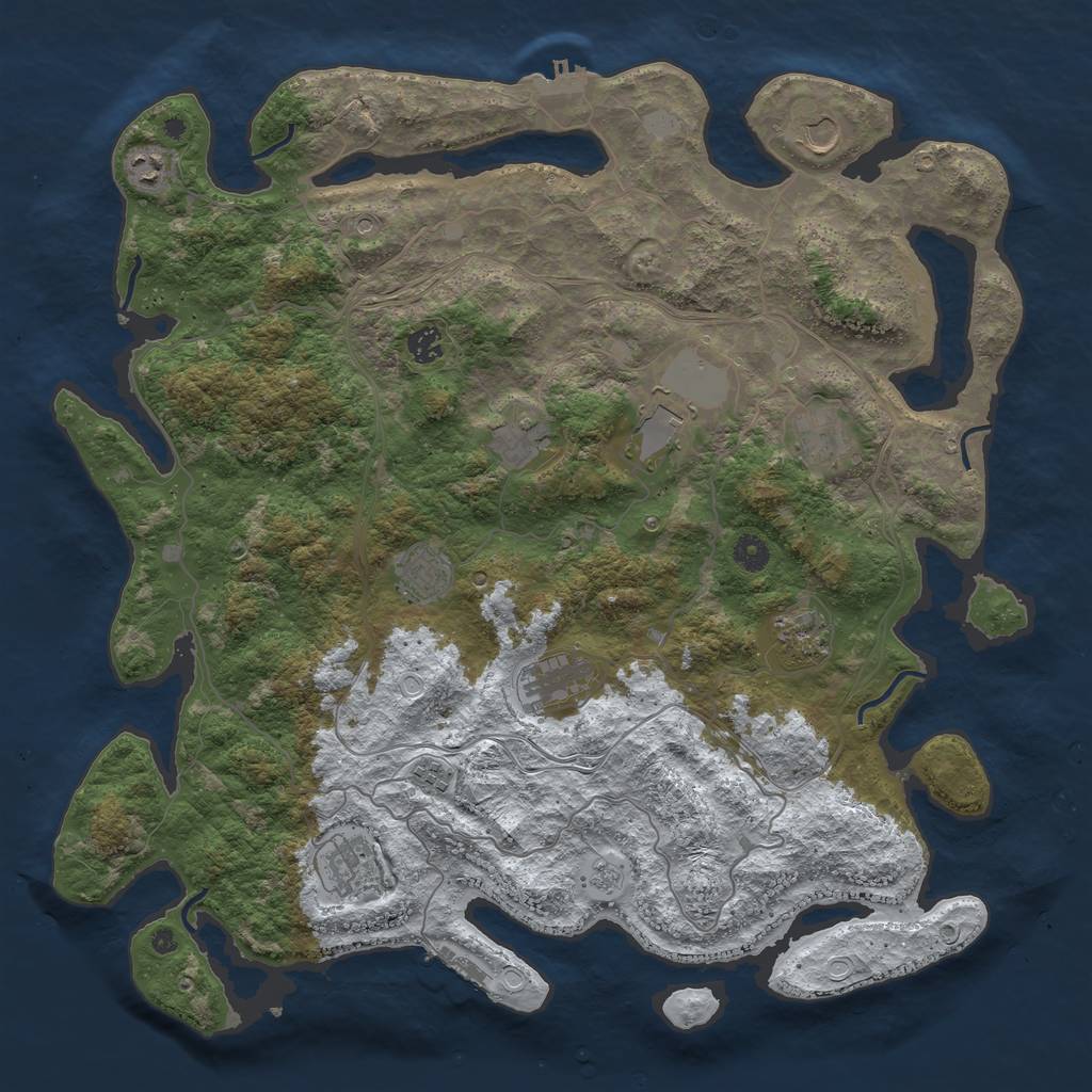 Rust Map: Procedural Map, Size: 4500, Seed: 2621139, 20 Monuments