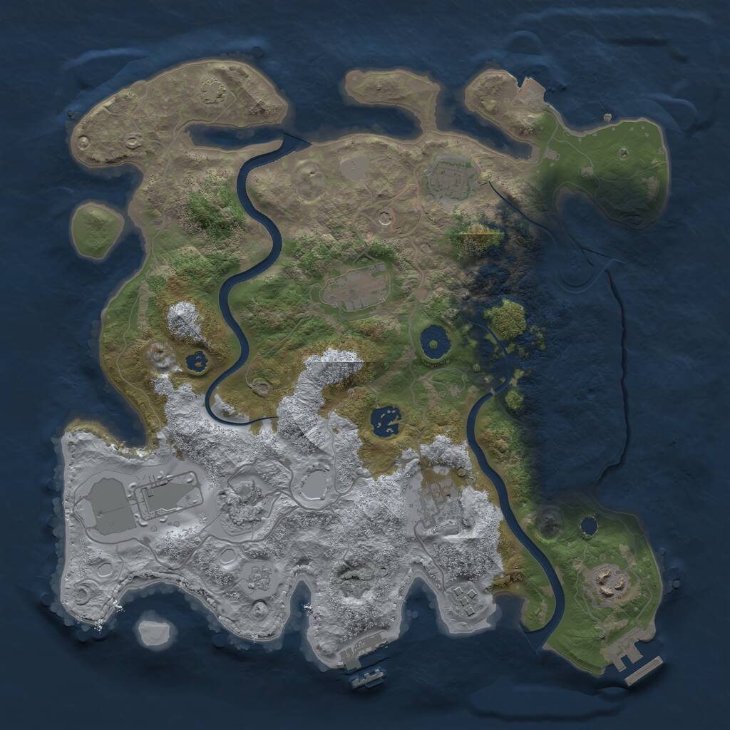 Rust Map: Procedural Map, Size: 3500, Seed: 16488002, 14 Monuments