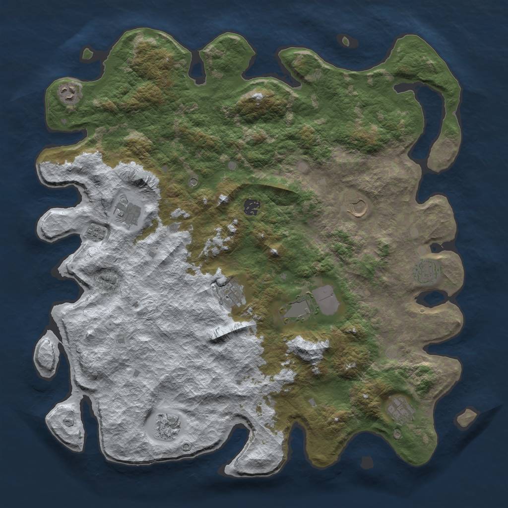 Rust Map: Barren, Size: 4500, Seed: 295744, 13 Monuments