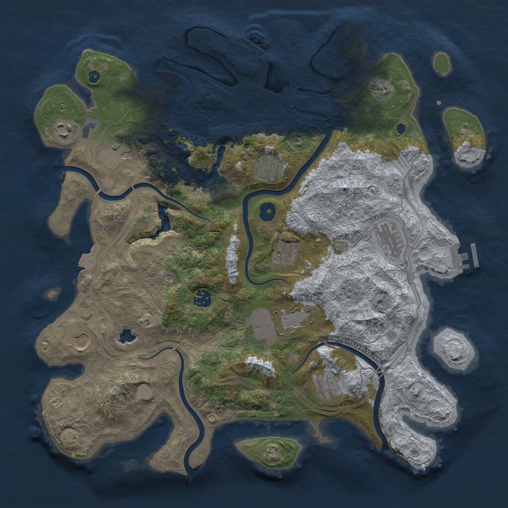 Rust Map: Procedural Map, Size: 4250, Seed: 1913617, 16 Monuments