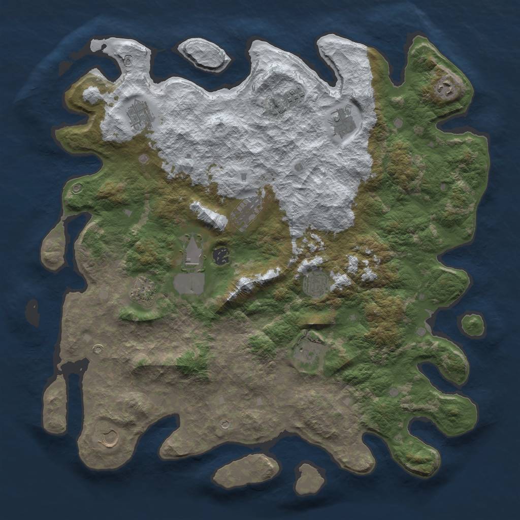 Rust Map: Barren, Size: 4500, Seed: 831049, 14 Monuments