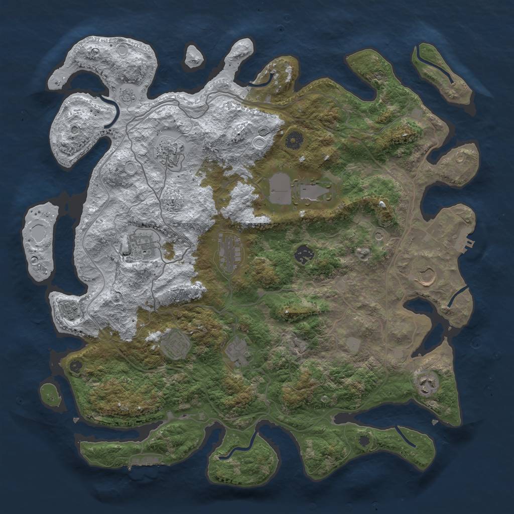 Rust Map: Procedural Map, Size: 4250, Seed: 2441879, 19 Monuments