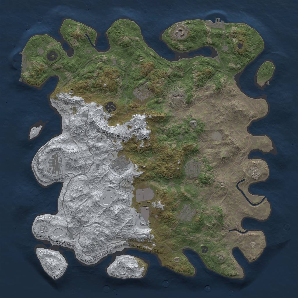 Rust Map: Procedural Map, Size: 4250, Seed: 4321333, 18 Monuments