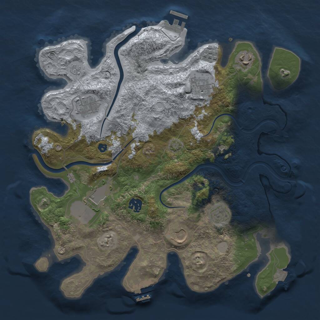 Rust Map: Procedural Map, Size: 3500, Seed: 1740820921, 14 Monuments