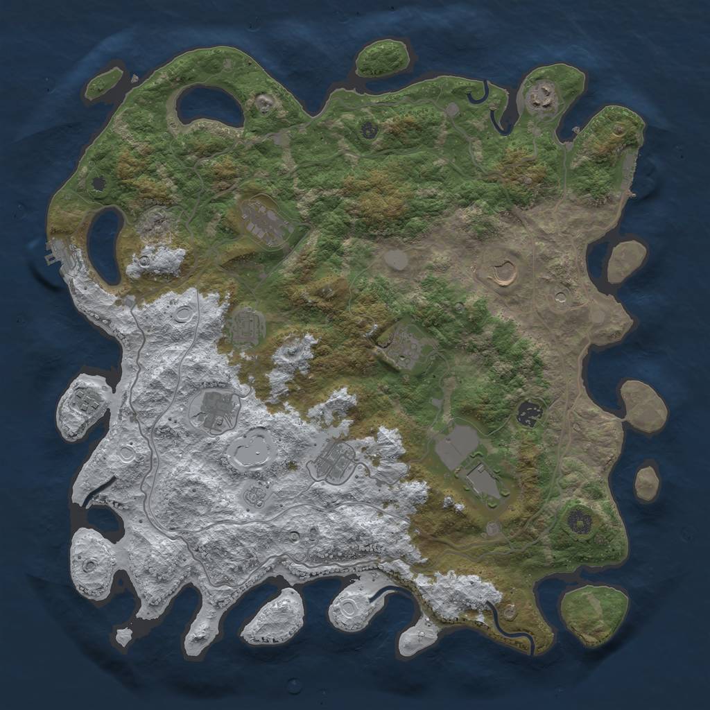 Rust Map: Procedural Map, Size: 4250, Seed: 3929001, 19 Monuments