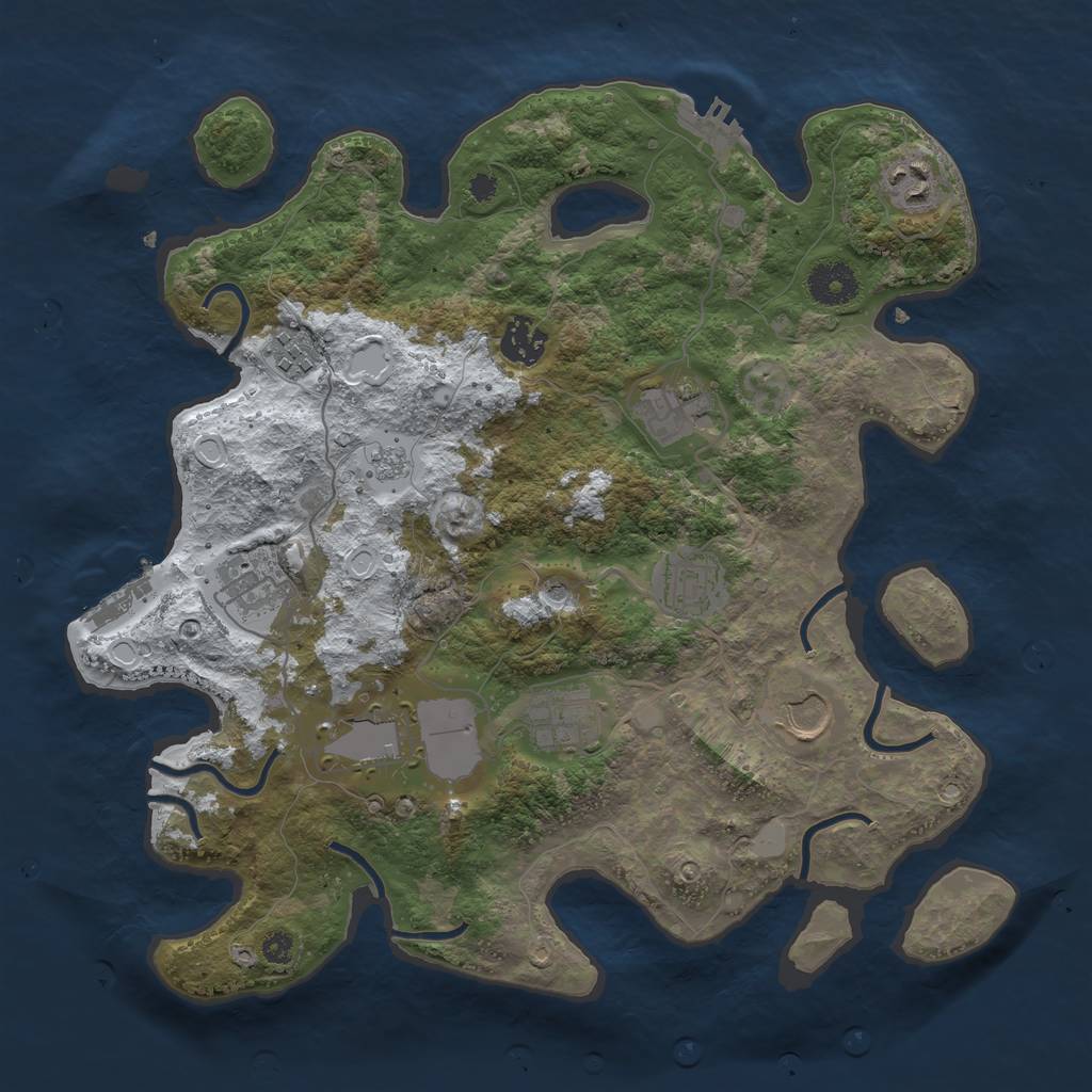 Rust Map: Procedural Map, Size: 3500, Seed: 713355263, 18 Monuments
