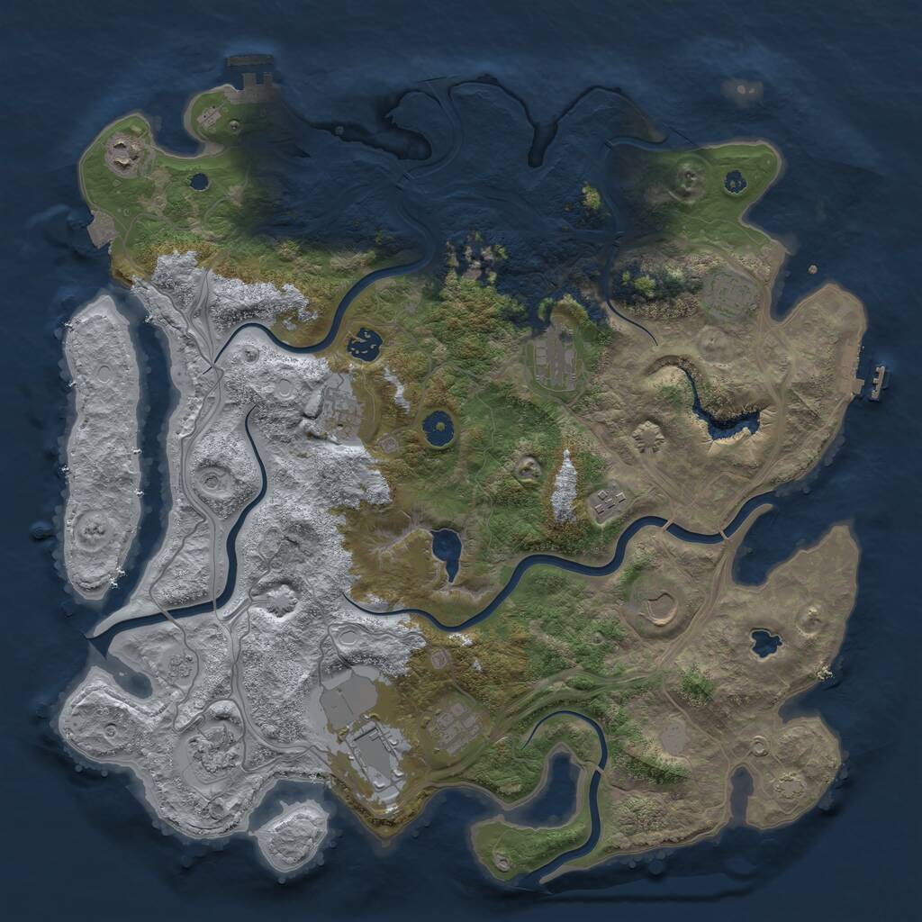 Rust Map: Procedural Map, Size: 4250, Seed: 3171534, 16 Monuments
