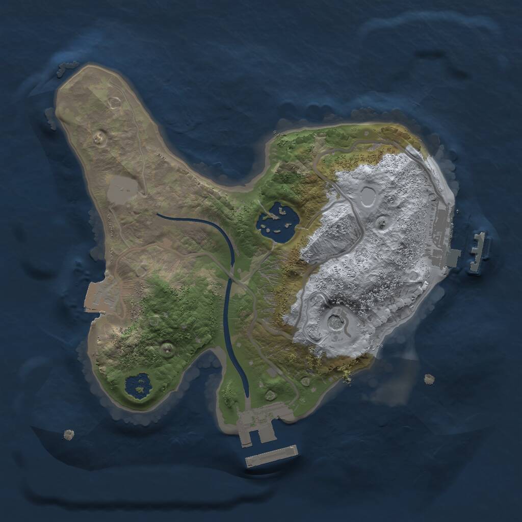 Rust Map: Procedural Map, Size: 2000, Seed: 13175, 5 Monuments