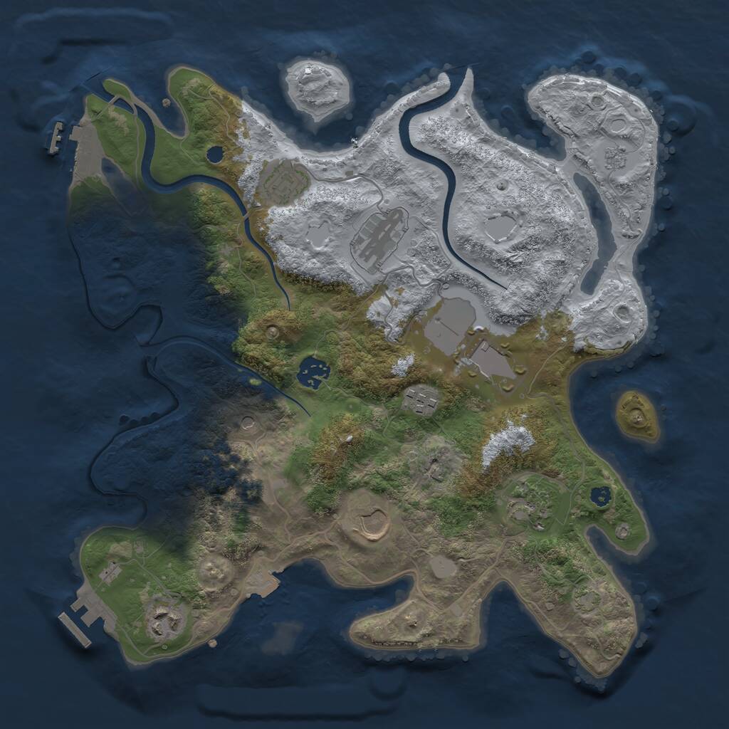 Rust Map: Procedural Map, Size: 3500, Seed: 1808132920, 14 Monuments