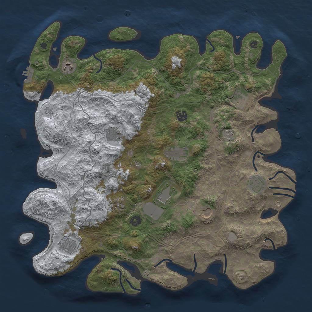 Rust Map: Procedural Map, Size: 4250, Seed: 2083713, 19 Monuments