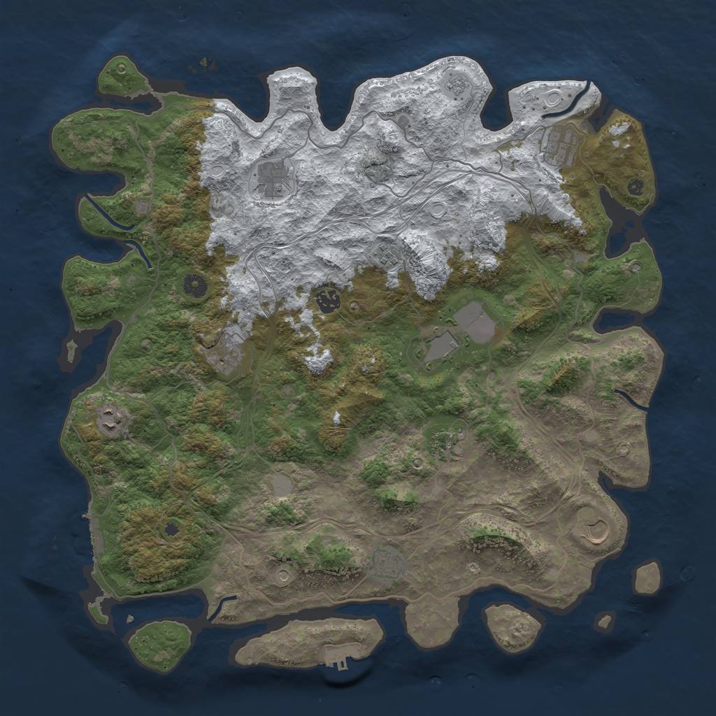 Rust Map: Procedural Map, Size: 4500, Seed: 5135805, 19 Monuments