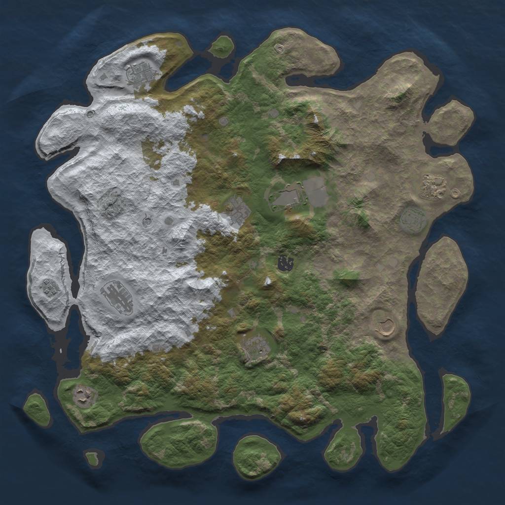 Rust Map: Barren, Size: 4500, Seed: 3124732, 14 Monuments