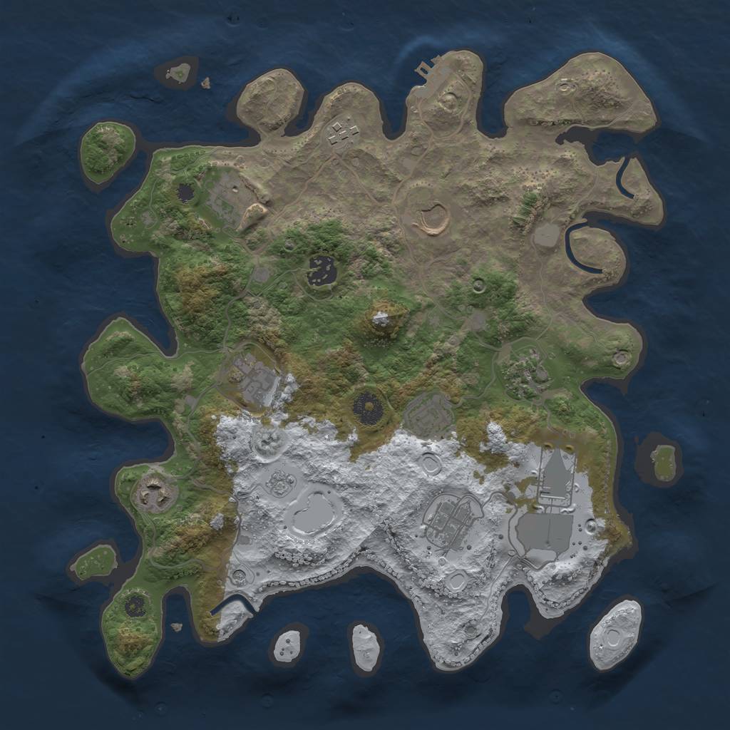 Rust Map: Procedural Map, Size: 3500, Seed: 216162777, 18 Monuments