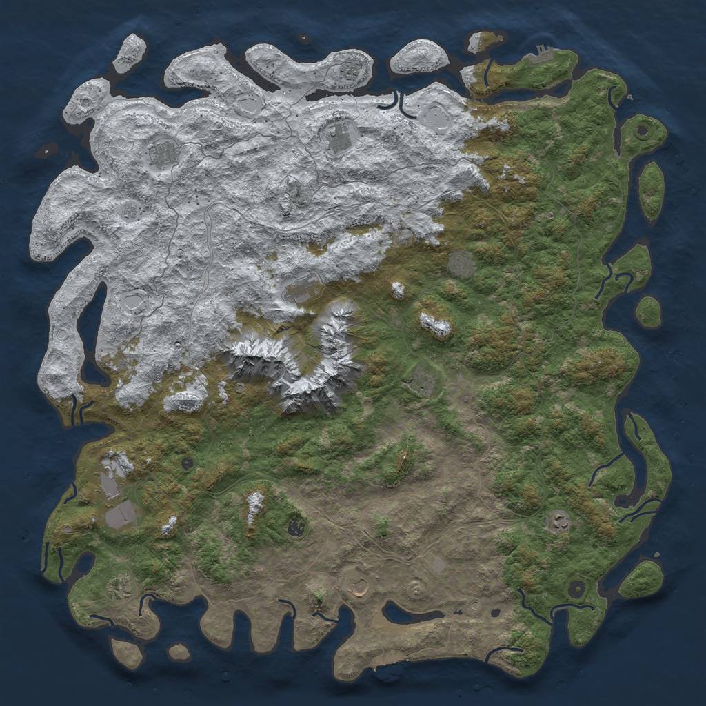 Rust Map: Procedural Map, Size: 6000, Seed: 105106173, 20 Monuments