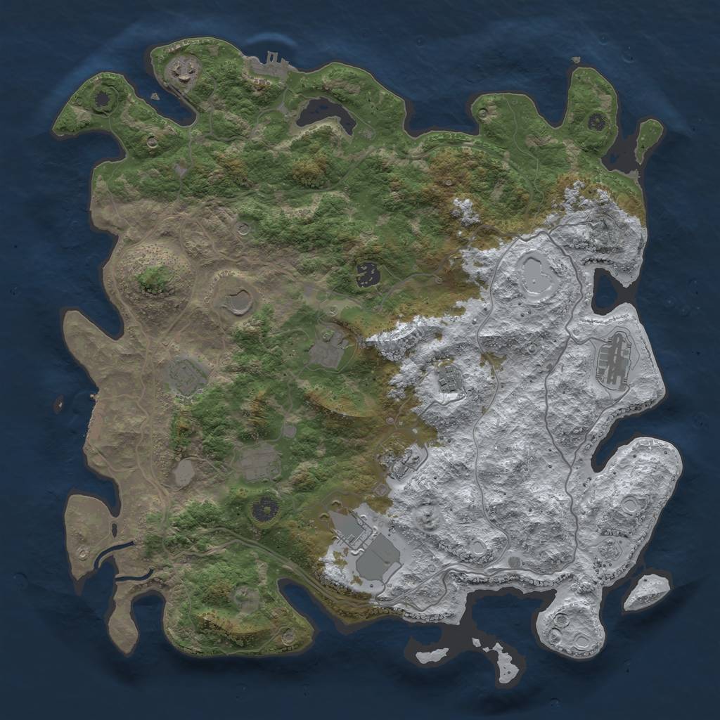 Rust Map: Procedural Map, Size: 4250, Seed: 4041578, 19 Monuments