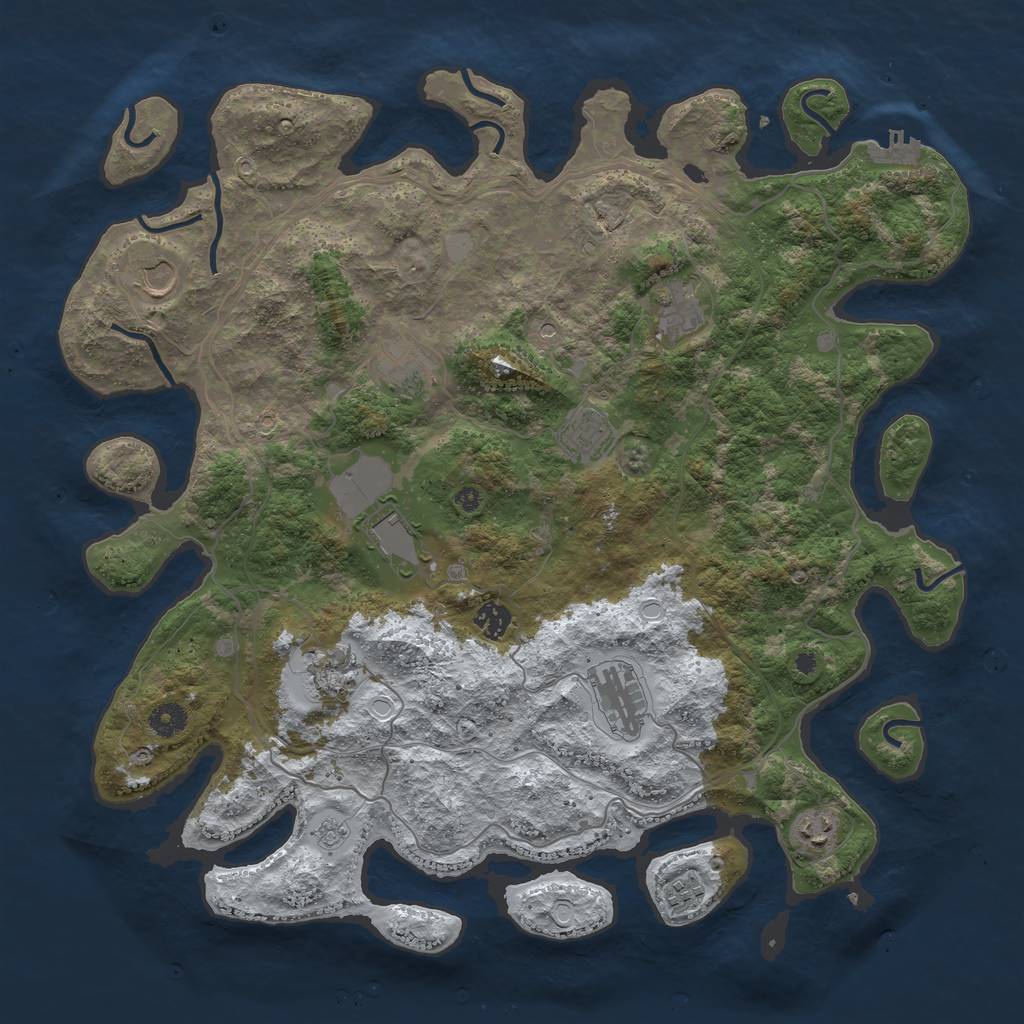 Rust Map: Procedural Map, Size: 4250, Seed: 5617274, 18 Monuments