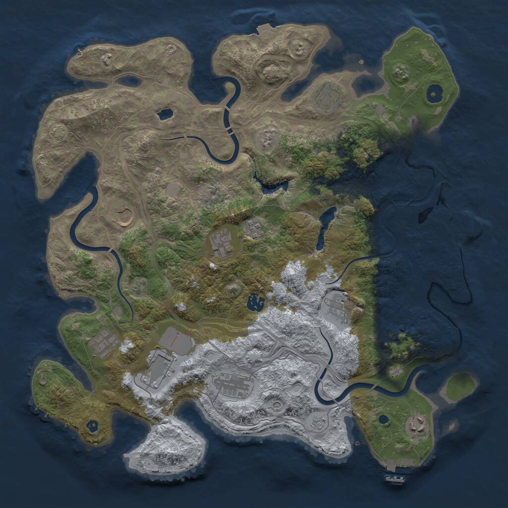 Rust Map: Procedural Map, Size: 4250, Seed: 909302, 16 Monuments