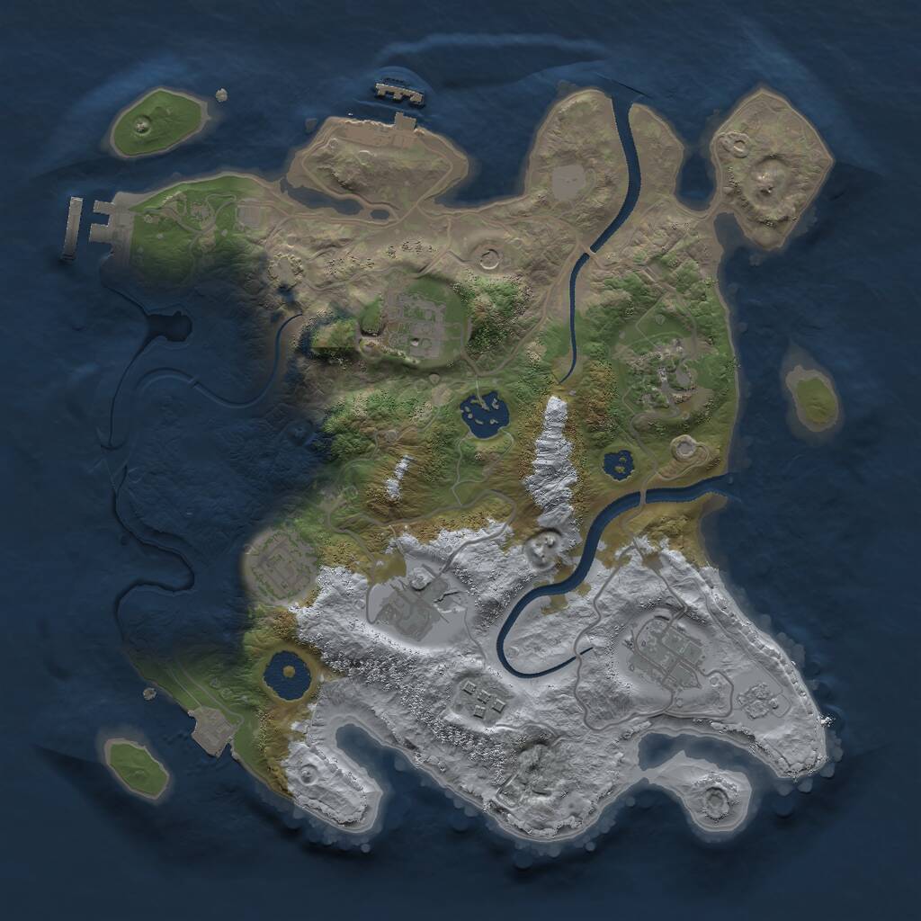 Rust Map: Procedural Map, Size: 3000, Seed: 75441243, 13 Monuments