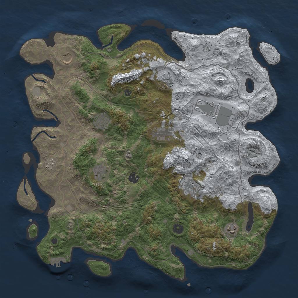 Rust Map: Procedural Map, Size: 4250, Seed: 1936586, 18 Monuments