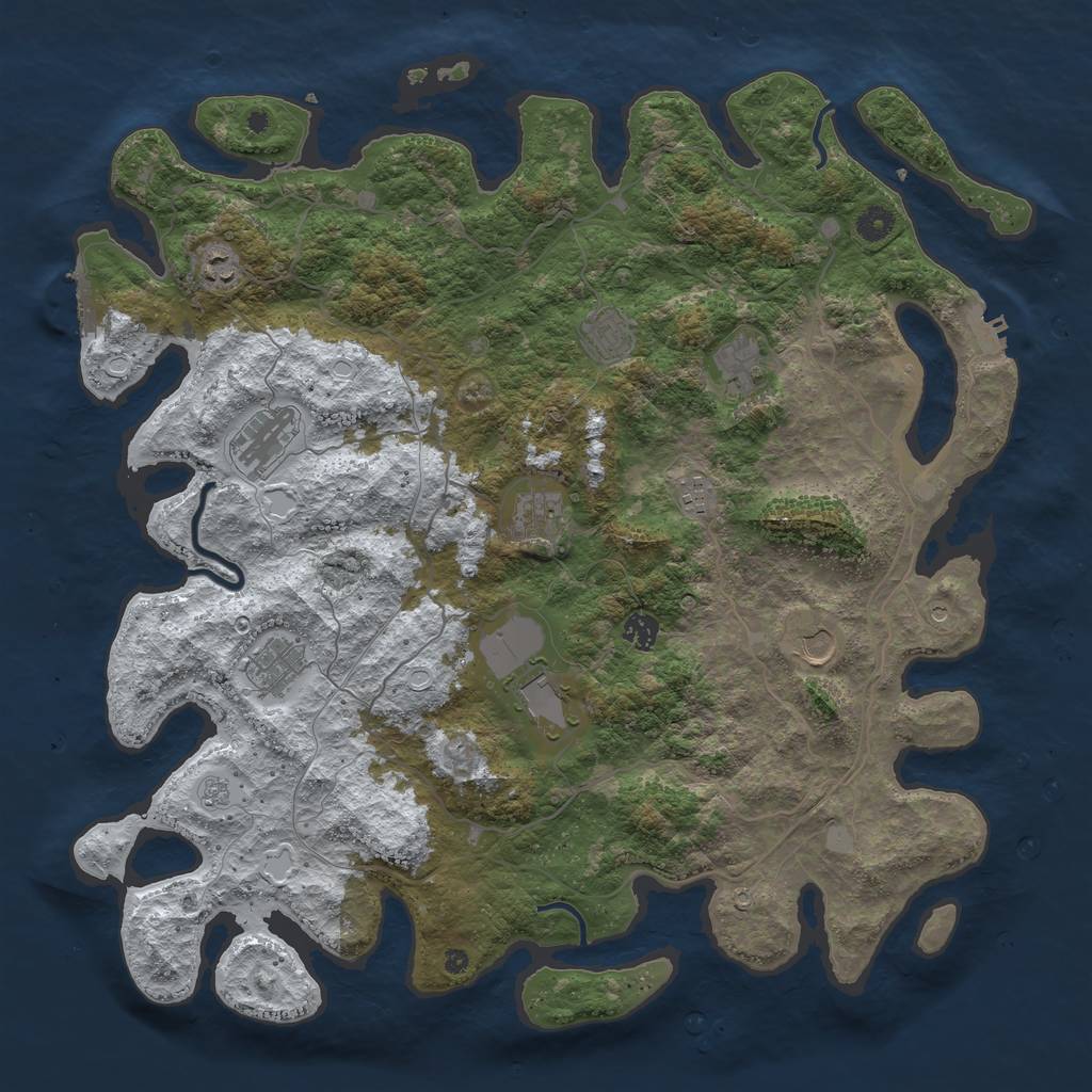 Rust Map: Procedural Map, Size: 4500, Seed: 94709, 19 Monuments