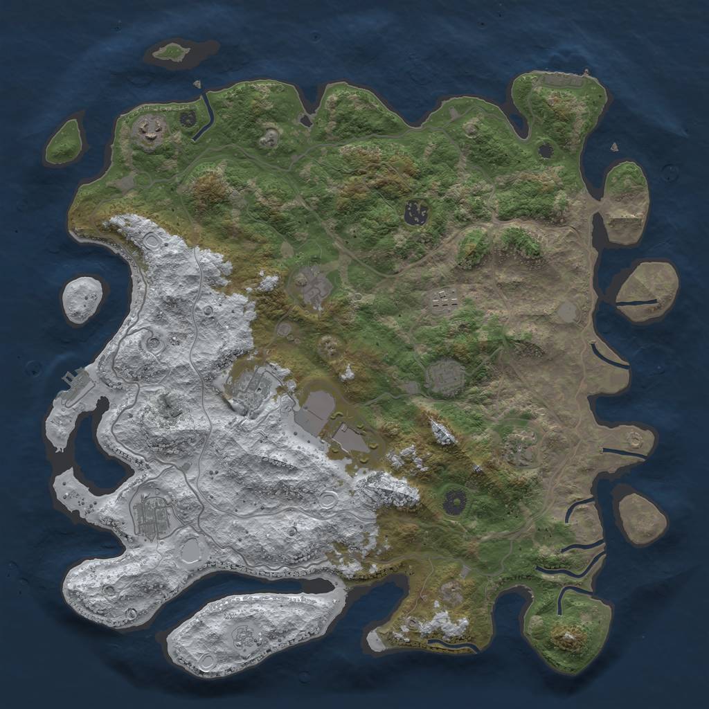 Rust Map: Procedural Map, Size: 4250, Seed: 3032566, 18 Monuments