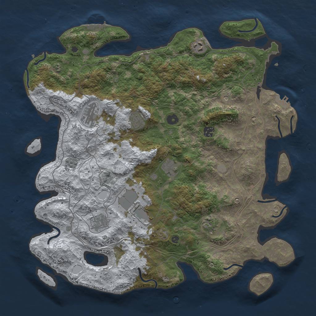 Rust Map: Procedural Map, Size: 4250, Seed: 6053294, 18 Monuments