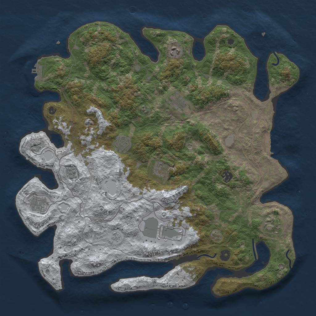 Rust Map: Procedural Map, Size: 4250, Seed: 2881735, 18 Monuments