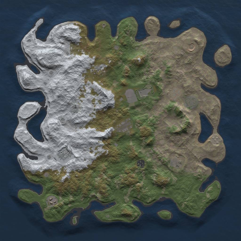 Rust Map: Barren, Size: 4500, Seed: 1691511, 14 Monuments