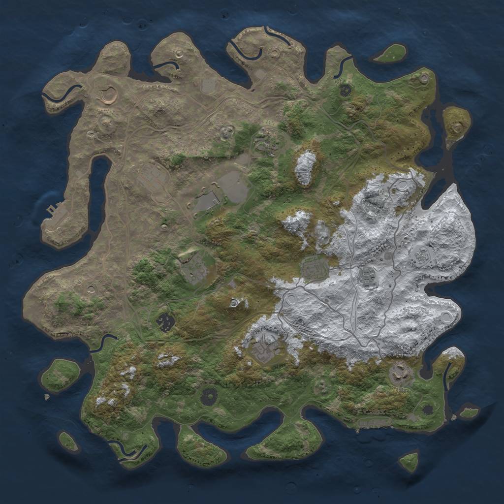 Rust Map: Procedural Map, Size: 4250, Seed: 3864860, 19 Monuments