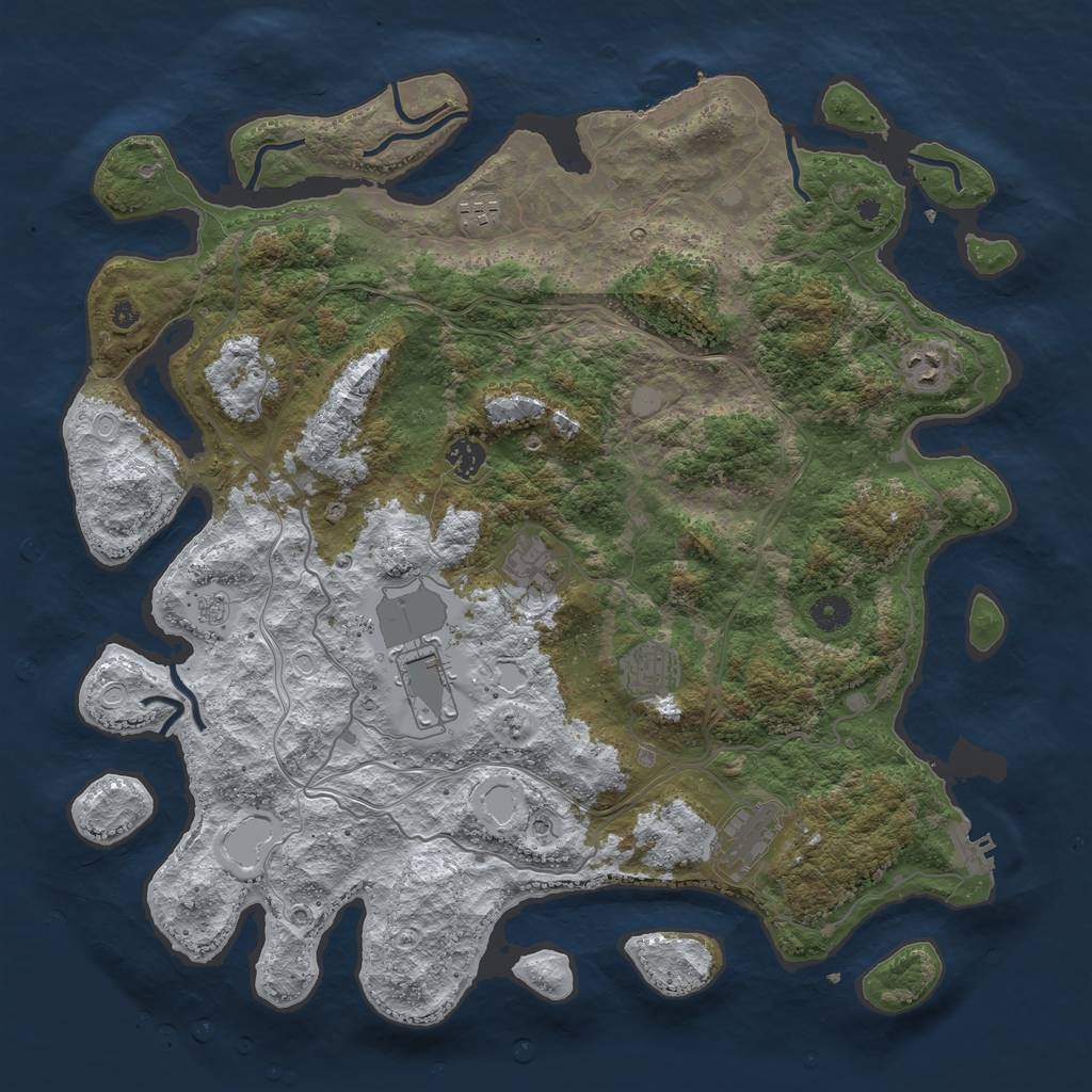 Rust Map: Procedural Map, Size: 4250, Seed: 2707324, 16 Monuments