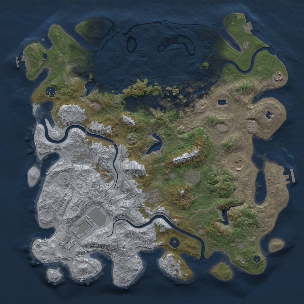 Rust Map: Procedural Map, Size: 4500, Seed: 999627814, 16 Monuments