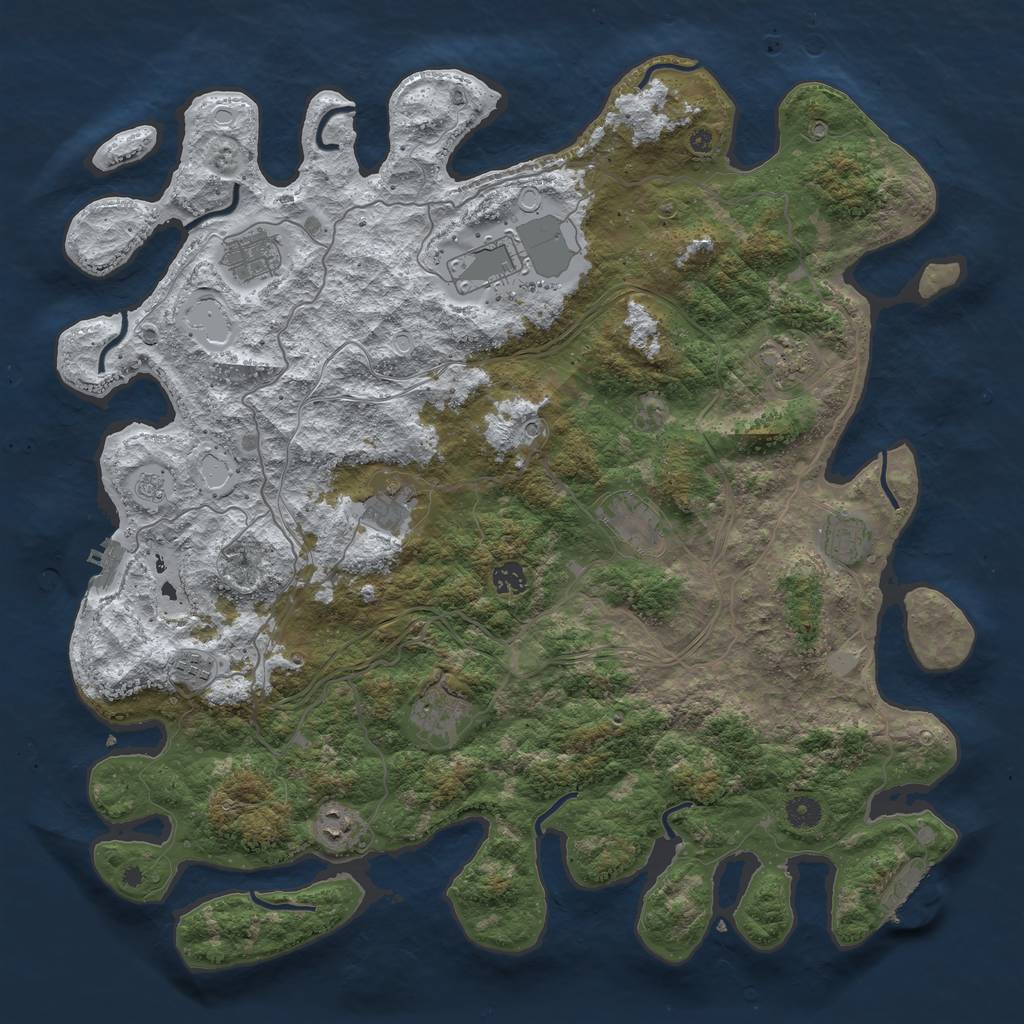 Rust Map: Procedural Map, Size: 4500, Seed: 2419517, 19 Monuments