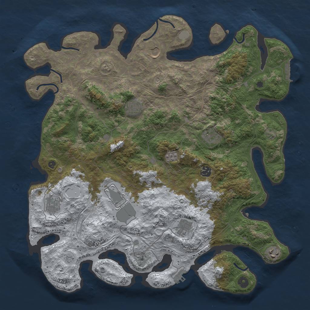 Rust Map: Procedural Map, Size: 4250, Seed: 4203915, 18 Monuments