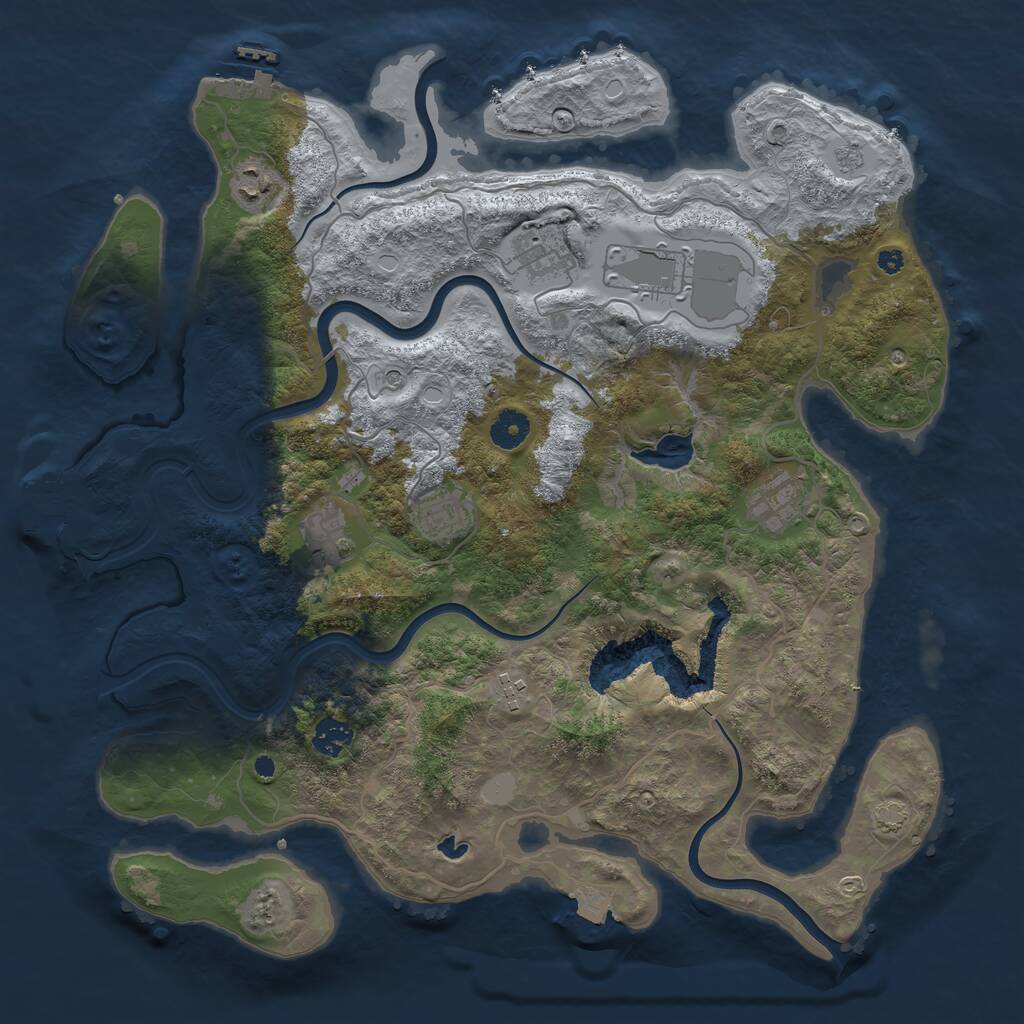 Rust Map: Procedural Map, Size: 4000, Seed: 1858487345, 14 Monuments