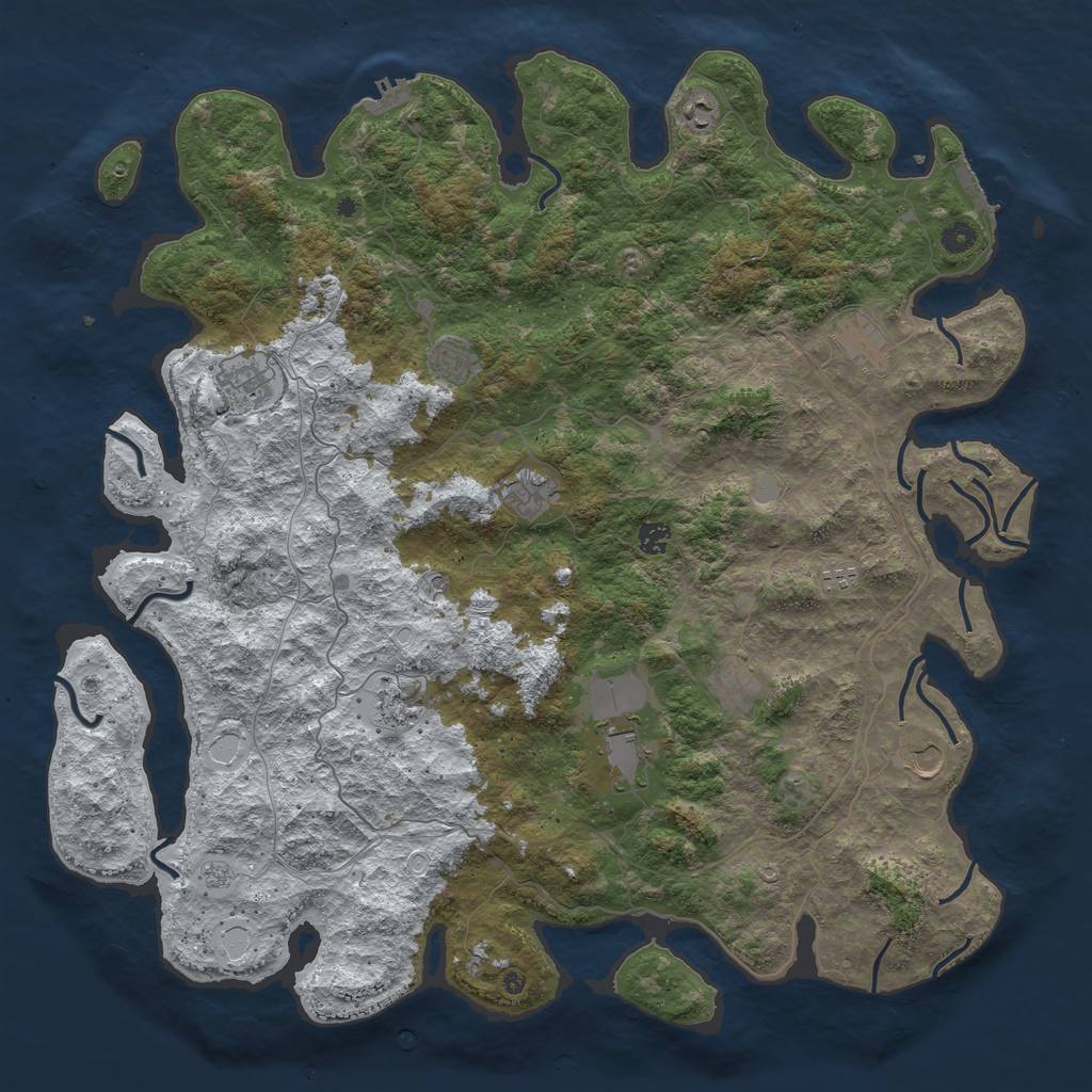 Rust Map: Procedural Map, Size: 4900, Seed: 1910046538, 20 Monuments