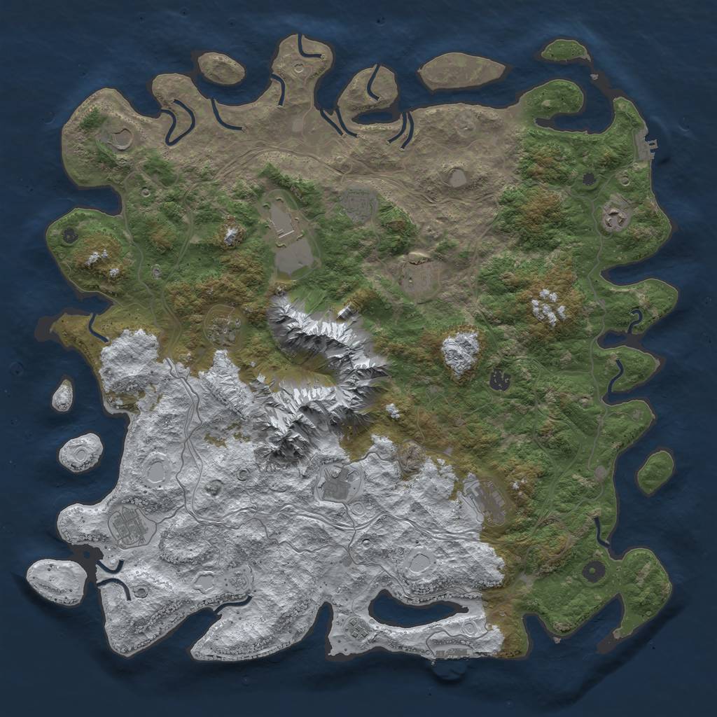 Rust Map: Procedural Map, Size: 5000, Seed: 1543662116, 20 Monuments